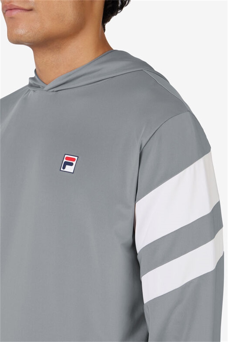 Grey Men's Fila Long Sleeve Hoodie | Saudi Arabia-472105
