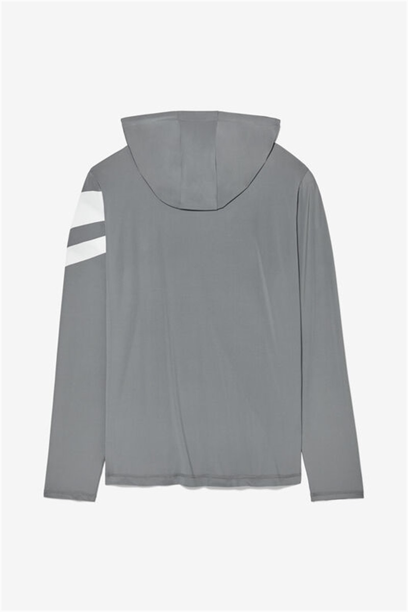 Grey Men's Fila Long Sleeve Hoodie | Saudi Arabia-472105