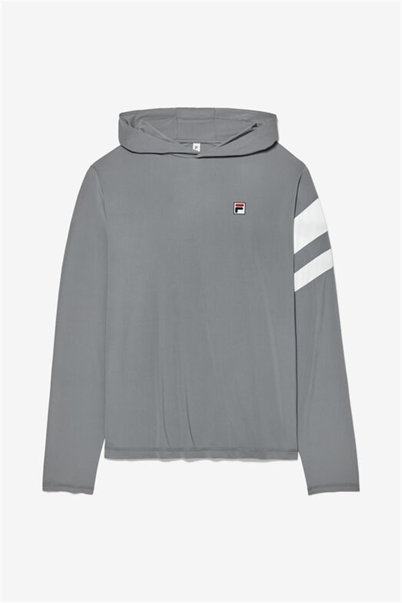 Grey Men\'s Fila Long Sleeve Hoodie | Saudi Arabia-472105