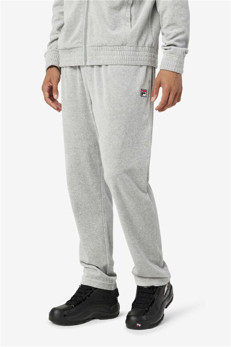 Grey Men's Fila O-Fit Velour Pants | Saudi Arabia-691805