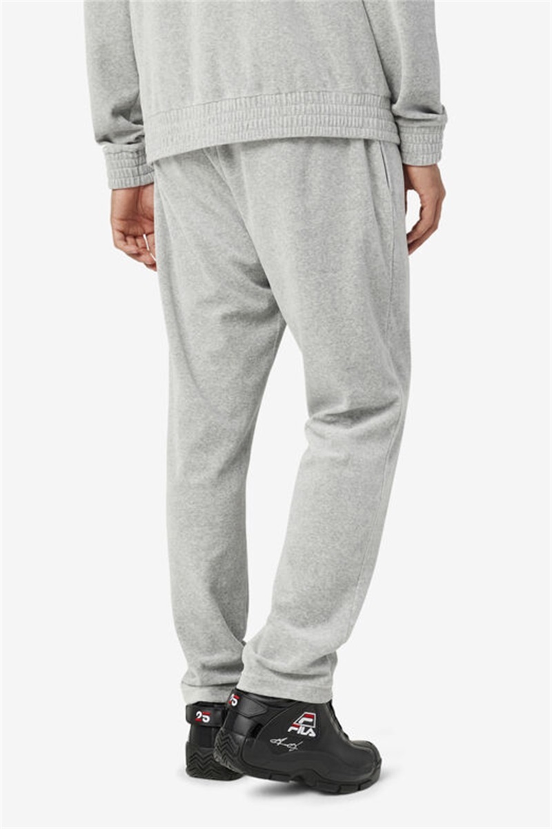 Grey Men's Fila O-Fit Velour Pants | Saudi Arabia-691805
