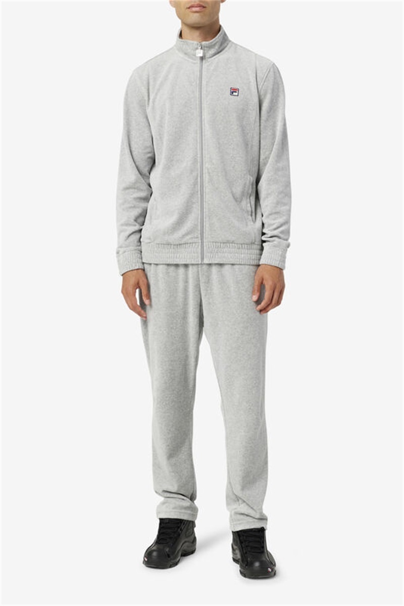 Grey Men's Fila O-Fit Velour Pants | Saudi Arabia-691805