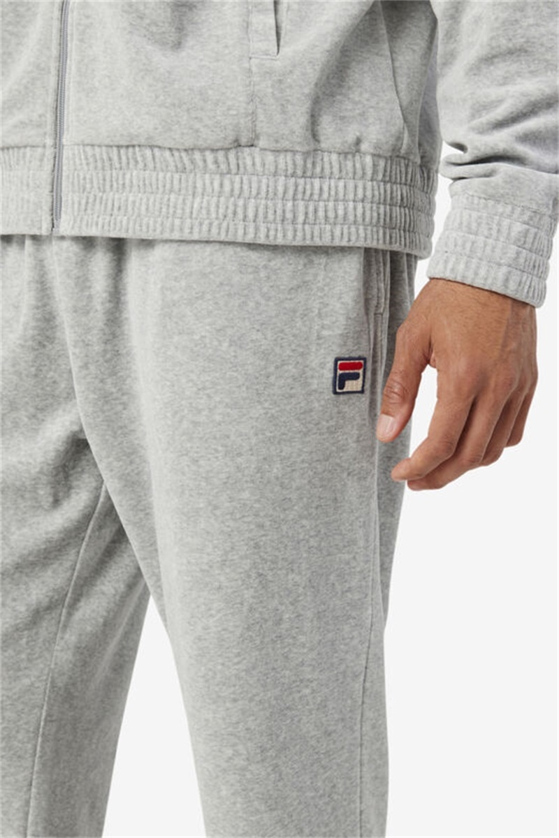 Grey Men's Fila O-Fit Velour Pants | Saudi Arabia-691805