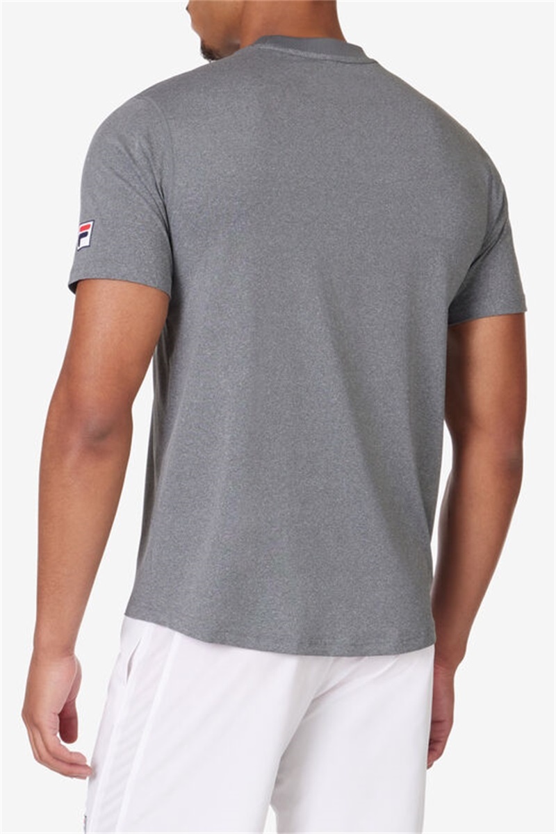 Grey Men's Fila Short Sleeve Crew Shirts | Saudi Arabia-109253