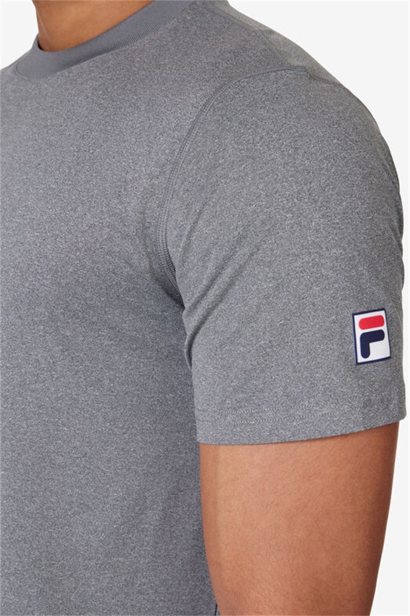 Grey Men's Fila Short Sleeve Crew Shirts | Saudi Arabia-109253