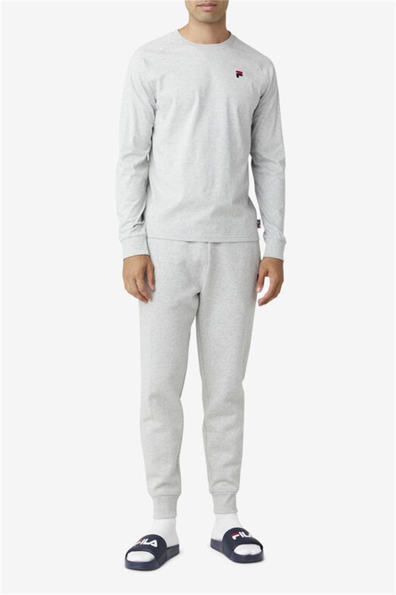 Light Grey Men's Fila Flynn Long Sleeve Tee | Saudi Arabia-796482