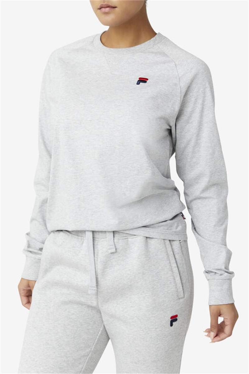 Light Grey Men's Fila Flynn Long Sleeve Tee | Saudi Arabia-796482