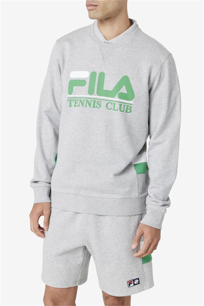 Light Grey / White Men's Fila Ameh Sweatshirts | Saudi Arabia-125094