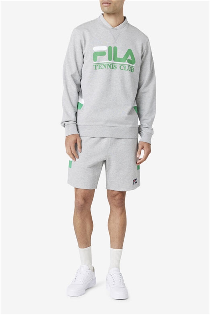 Light Grey / White Men's Fila Ameh Sweatshirts | Saudi Arabia-125094