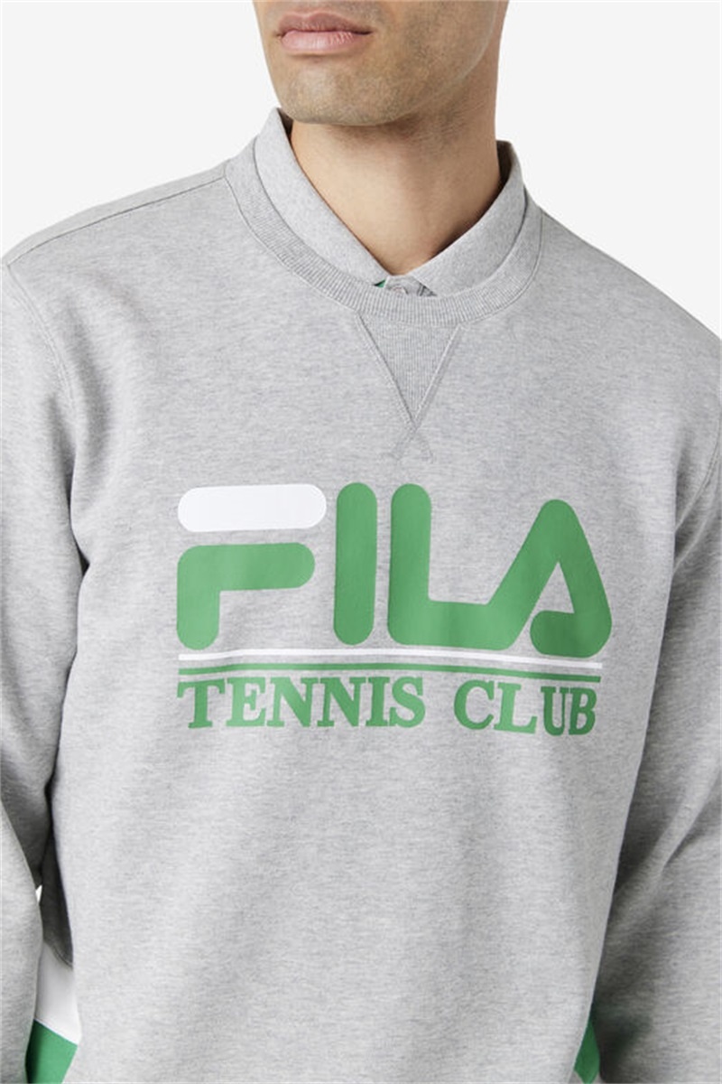 Light Grey / White Men's Fila Ameh Sweatshirts | Saudi Arabia-125094