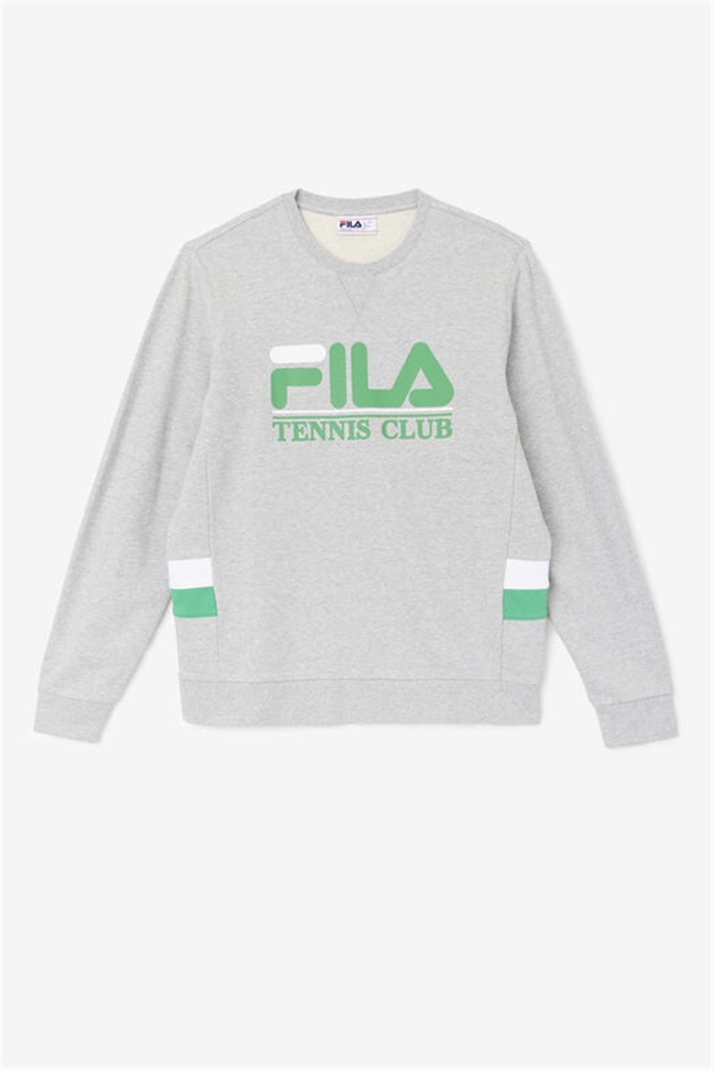 Light Grey / White Men\'s Fila Ameh Sweatshirts | Saudi Arabia-125094