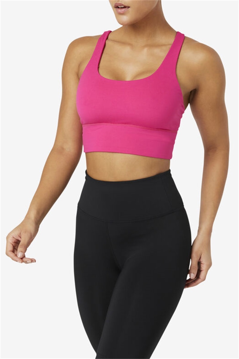 Light Pink Women's Fila Uplift Cross Back Top Bras | Saudi Arabia-624830