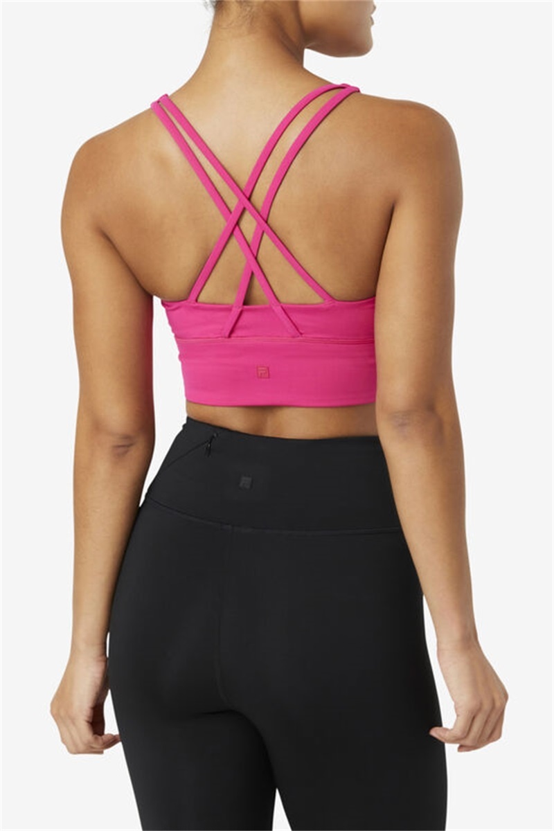 Light Pink Women's Fila Uplift Cross Back Top Bras | Saudi Arabia-624830