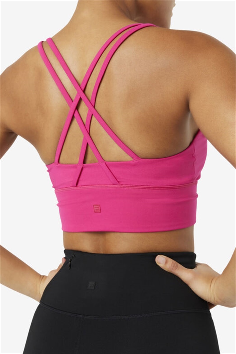 Light Pink Women's Fila Uplift Cross Back Top Bras | Saudi Arabia-624830