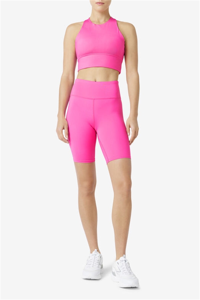 Light Pink Women's Fila Uplift High Neck Sports Bra | Saudi Arabia-719256
