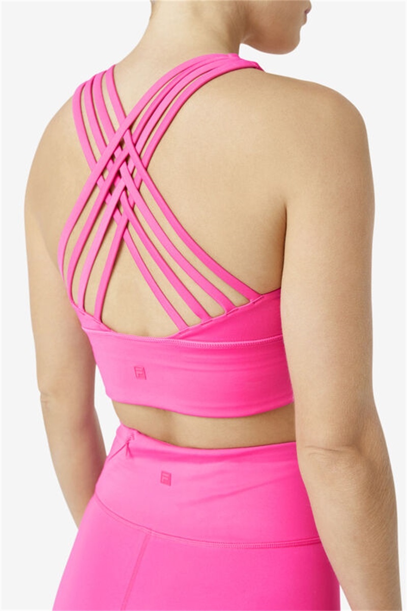Light Pink Women's Fila Uplift High Neck Sports Bra | Saudi Arabia-719256