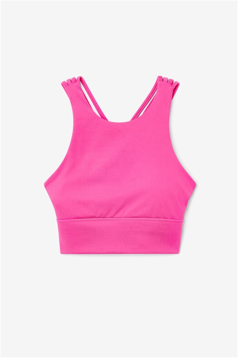 Light Pink Women\'s Fila Uplift High Neck Sports Bra | Saudi Arabia-719256