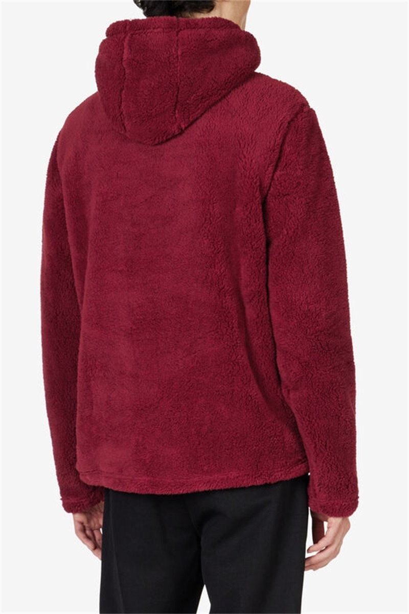 Maroon Men's Fila Premium Sherpa Hoodie | Saudi Arabia-938261