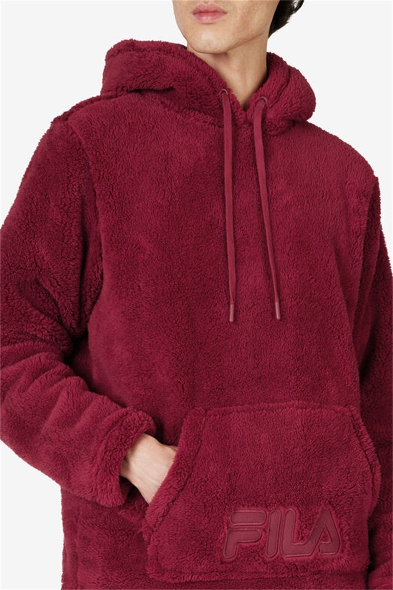 Maroon Men's Fila Premium Sherpa Hoodie | Saudi Arabia-938261