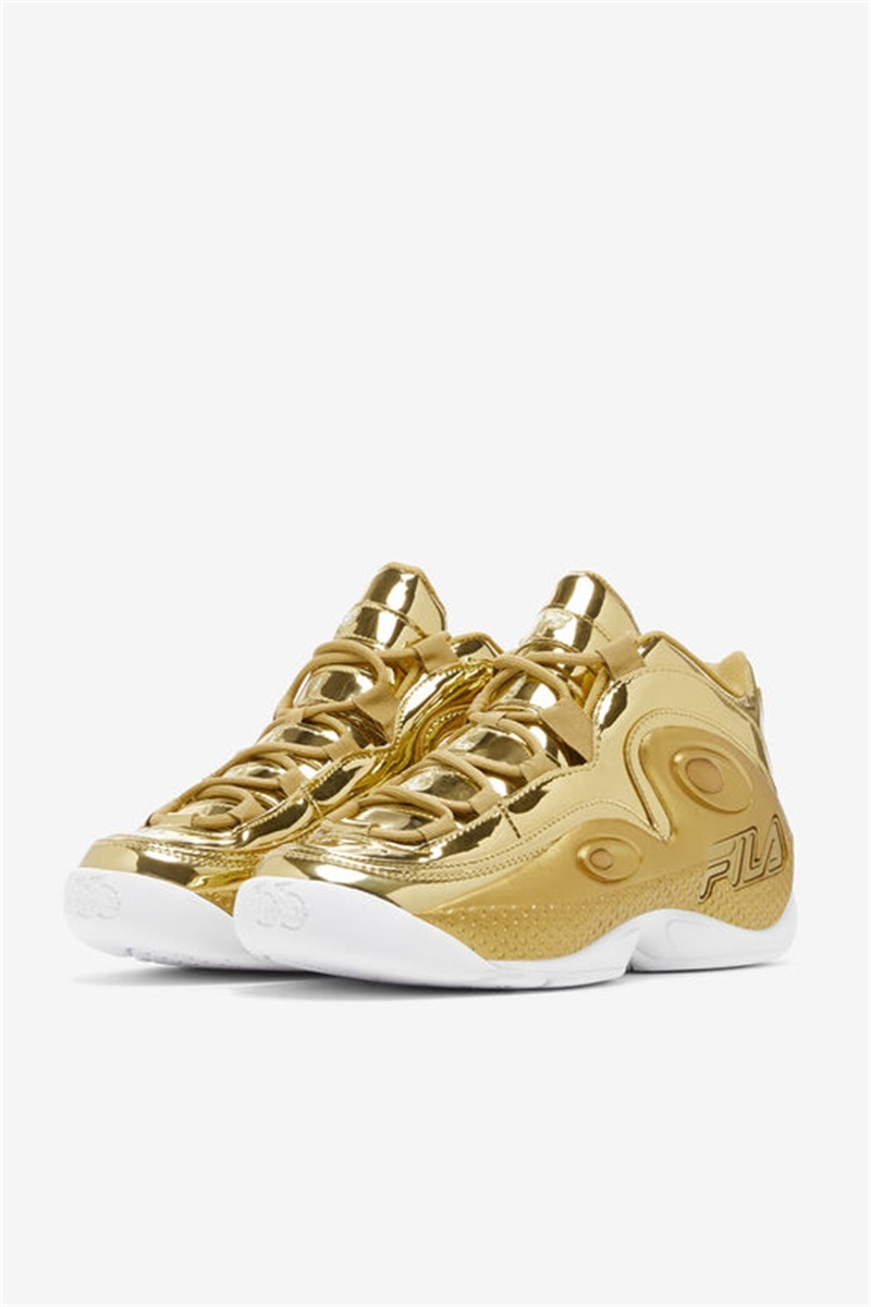 Metal Gold Men's Fila Grant Hill 3 Metallic Sneakers | Saudi Arabia-593702