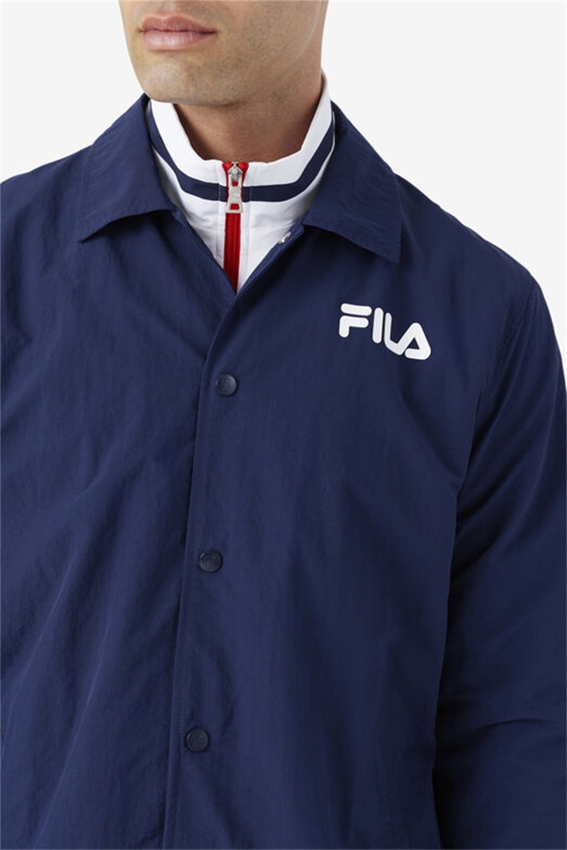 Navy Men's Fila Coaches Jackets | Saudi Arabia-364210