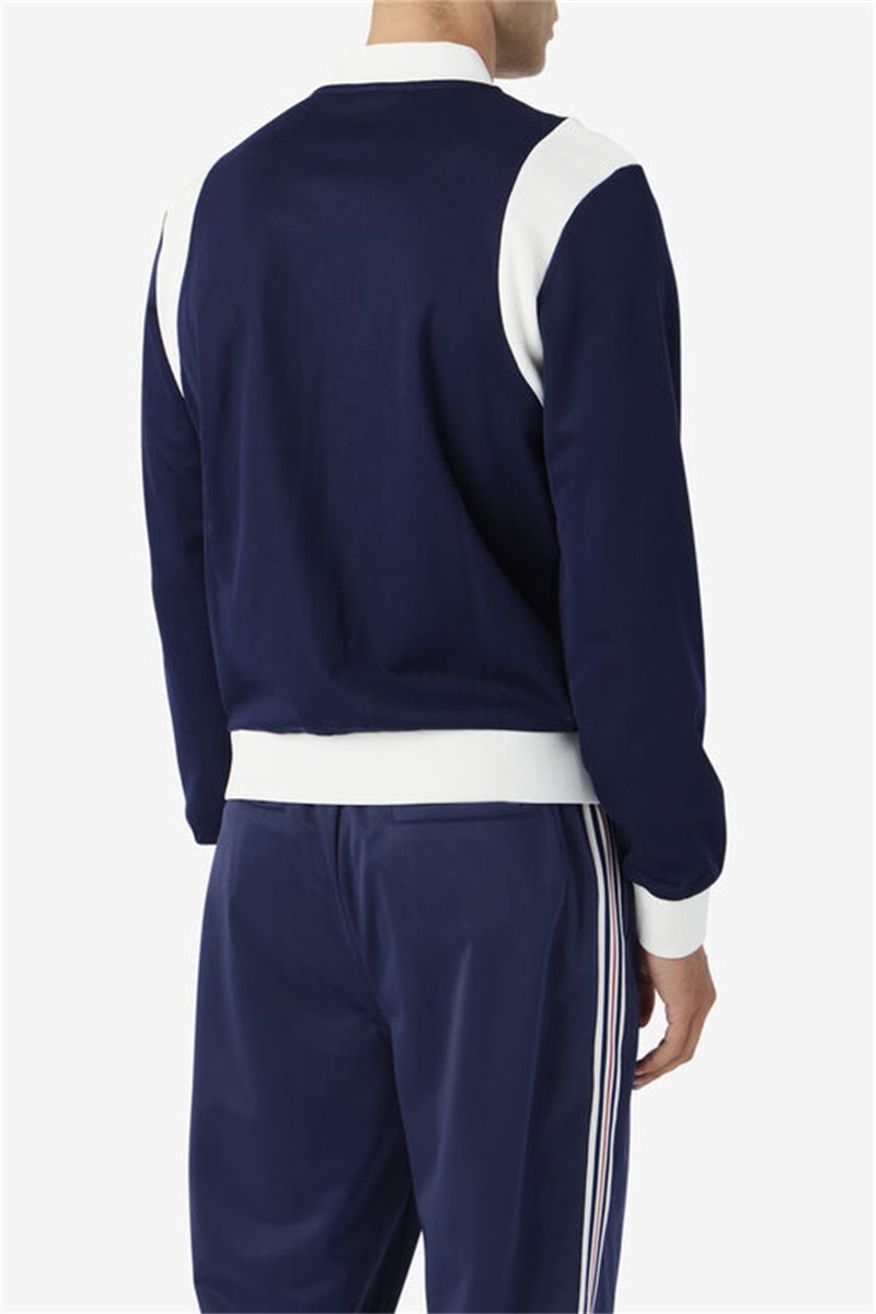 Navy Men's Fila Colton Bomber Sweatshirts | Saudi Arabia-651749