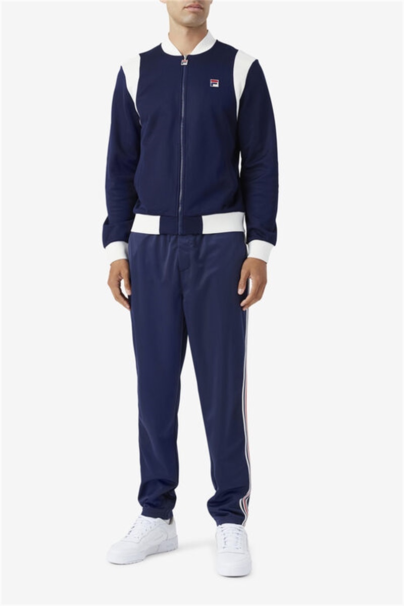 Navy Men's Fila Colton Bomber Sweatshirts | Saudi Arabia-651749