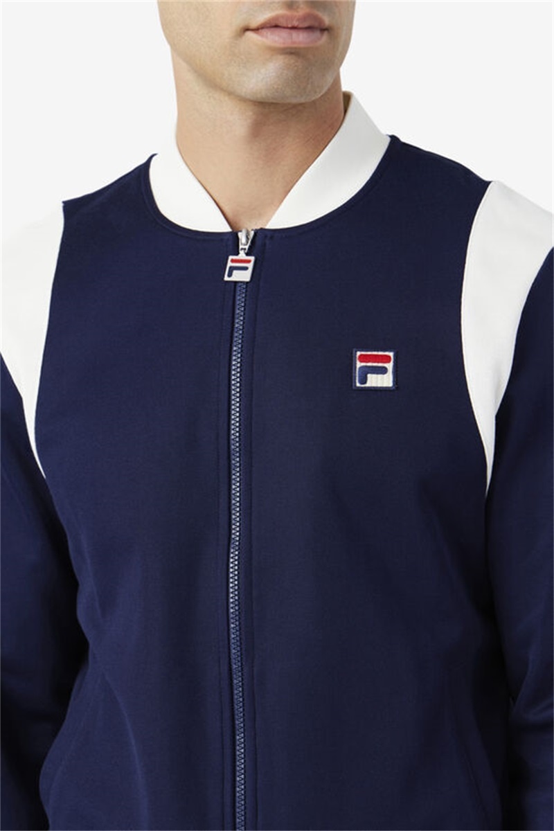 Navy Men's Fila Colton Bomber Sweatshirts | Saudi Arabia-651749