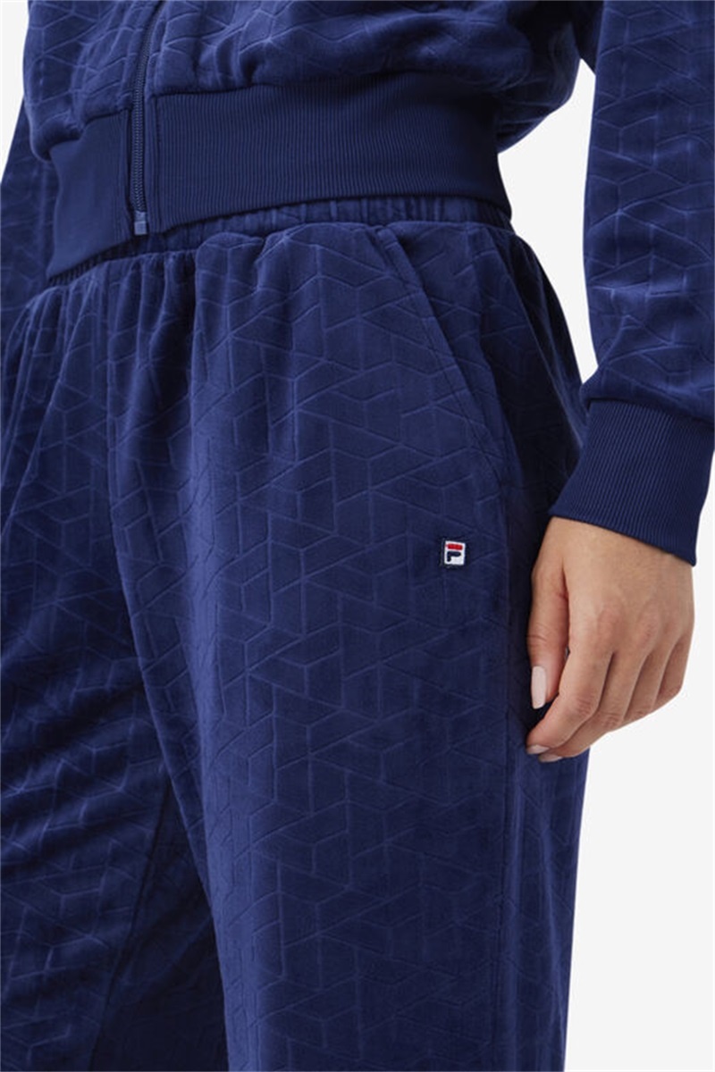 Navy Men's Fila Devika Velour Track Pants | Saudi Arabia-723916