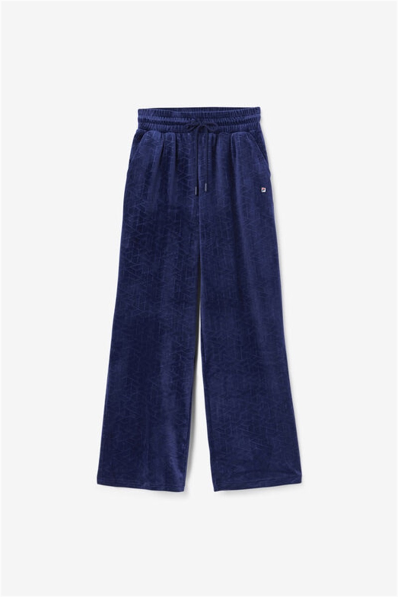 Navy Men\'s Fila Devika Velour Track Pants | Saudi Arabia-723916