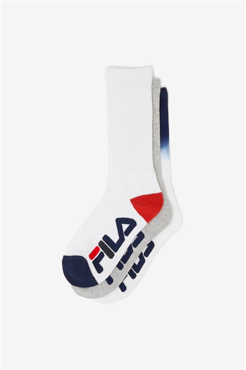 Navy Men's Fila Dip Dye Crew 3-Pack Socks | Saudi Arabia-350689