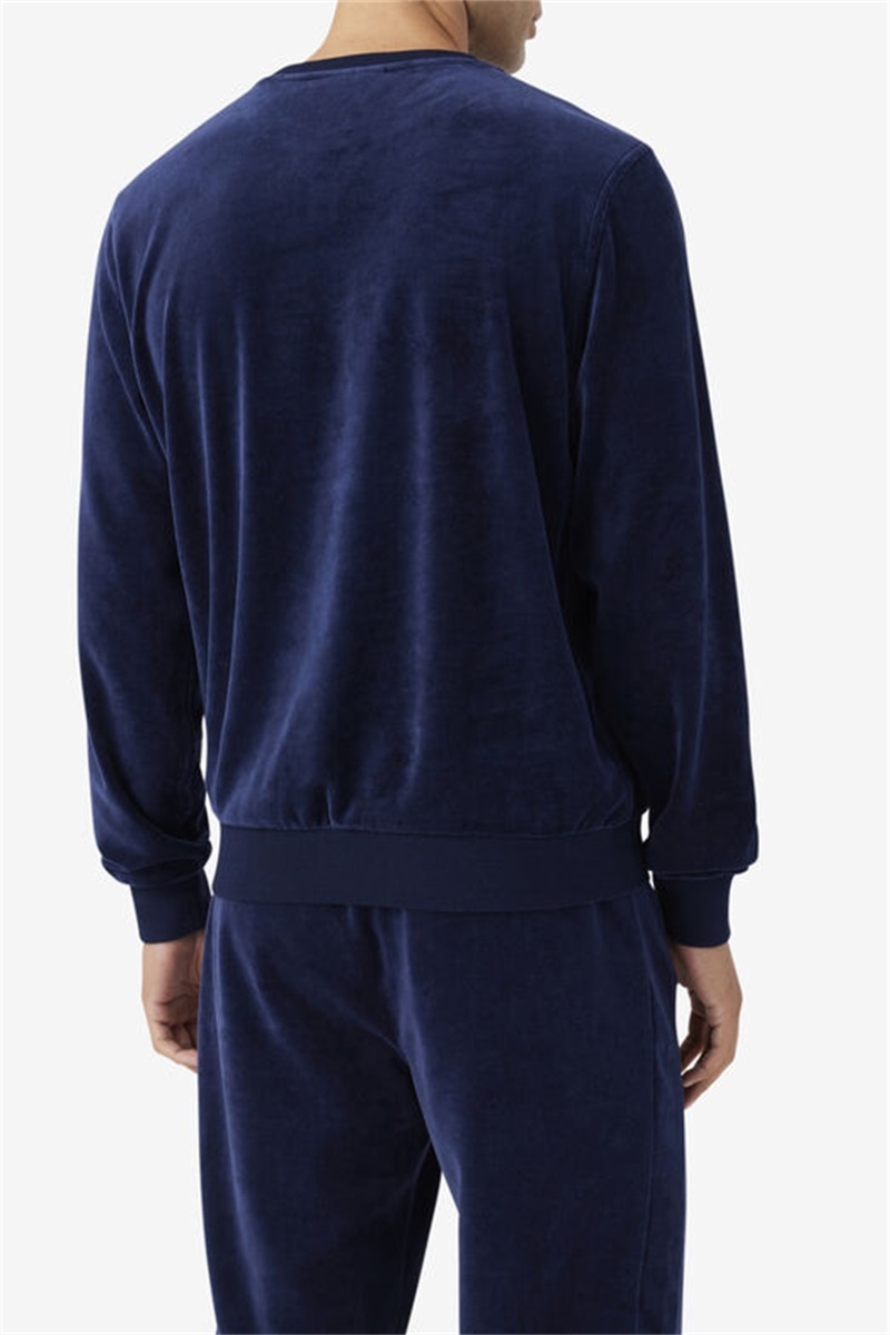 Navy Men's Fila Earl Velour Crew Tops | Saudi Arabia-129034