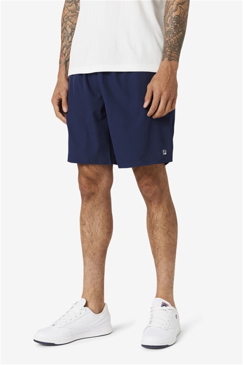 Navy Men's Fila Essentials Double Layer Shorts | Saudi Arabia-762340