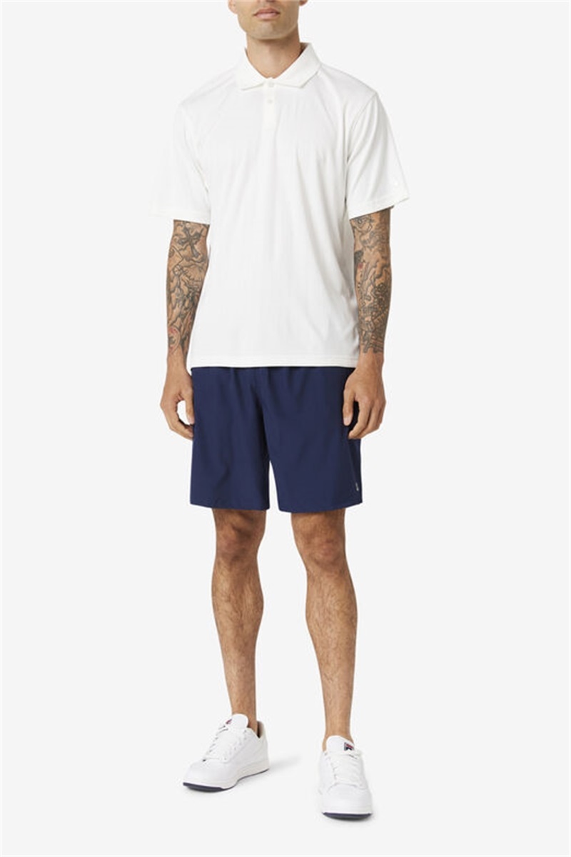 Navy Men's Fila Essentials Double Layer Shorts | Saudi Arabia-762340