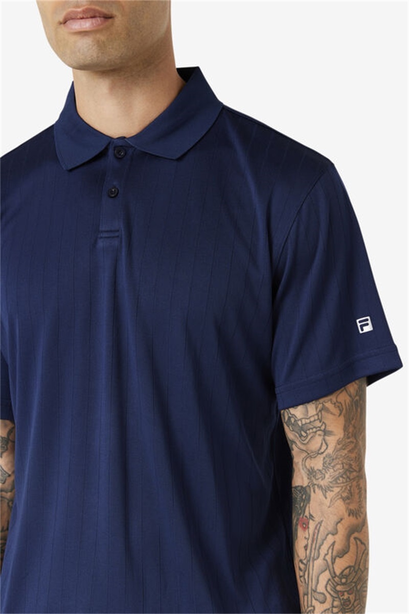 Navy Men's Fila Essentials Drop Needle Polo Shirts | Saudi Arabia-460731