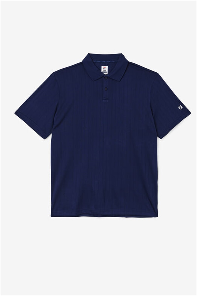 Navy Men\'s Fila Essentials Drop Needle Polo Shirts | Saudi Arabia-460731