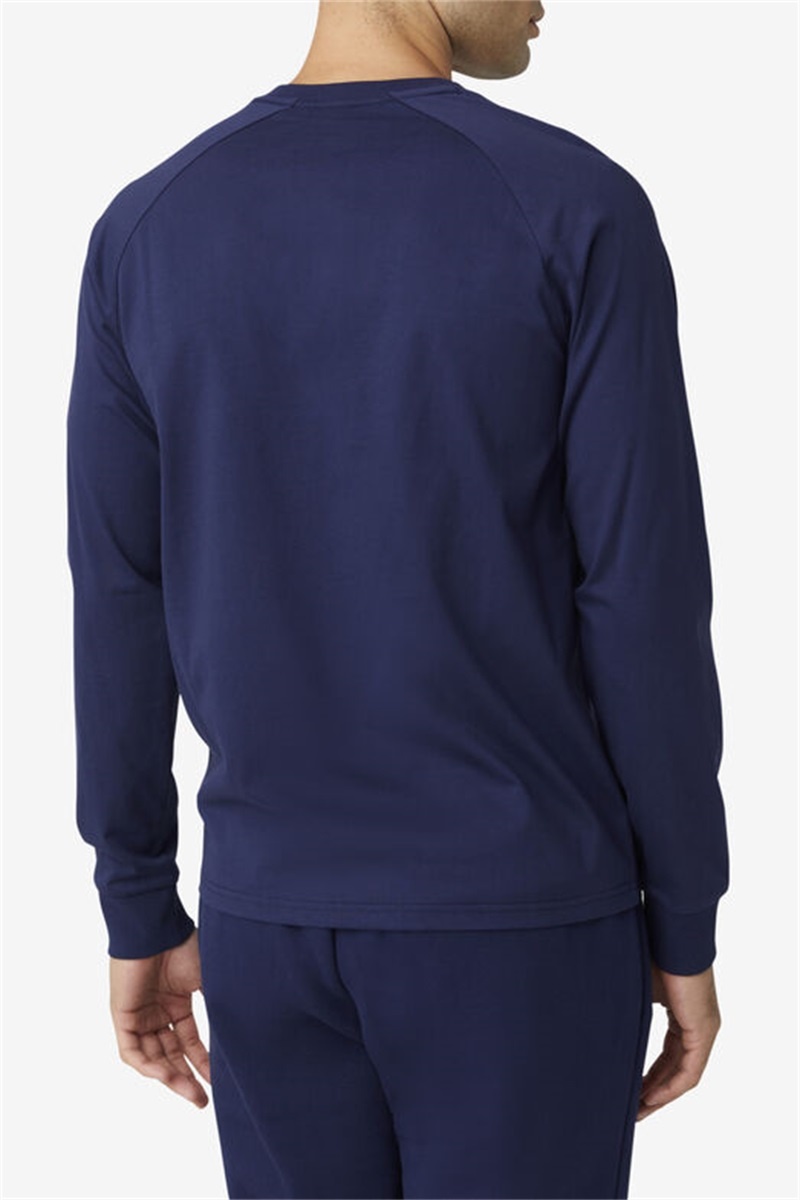 Navy Men's Fila Flynn Long Sleeve Tee | Saudi Arabia-107352