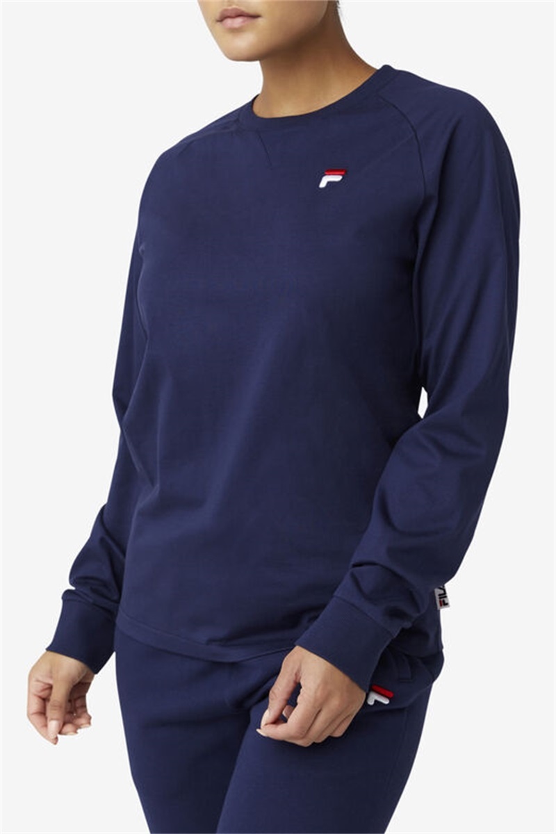 Navy Men's Fila Flynn Long Sleeve Tee | Saudi Arabia-107352
