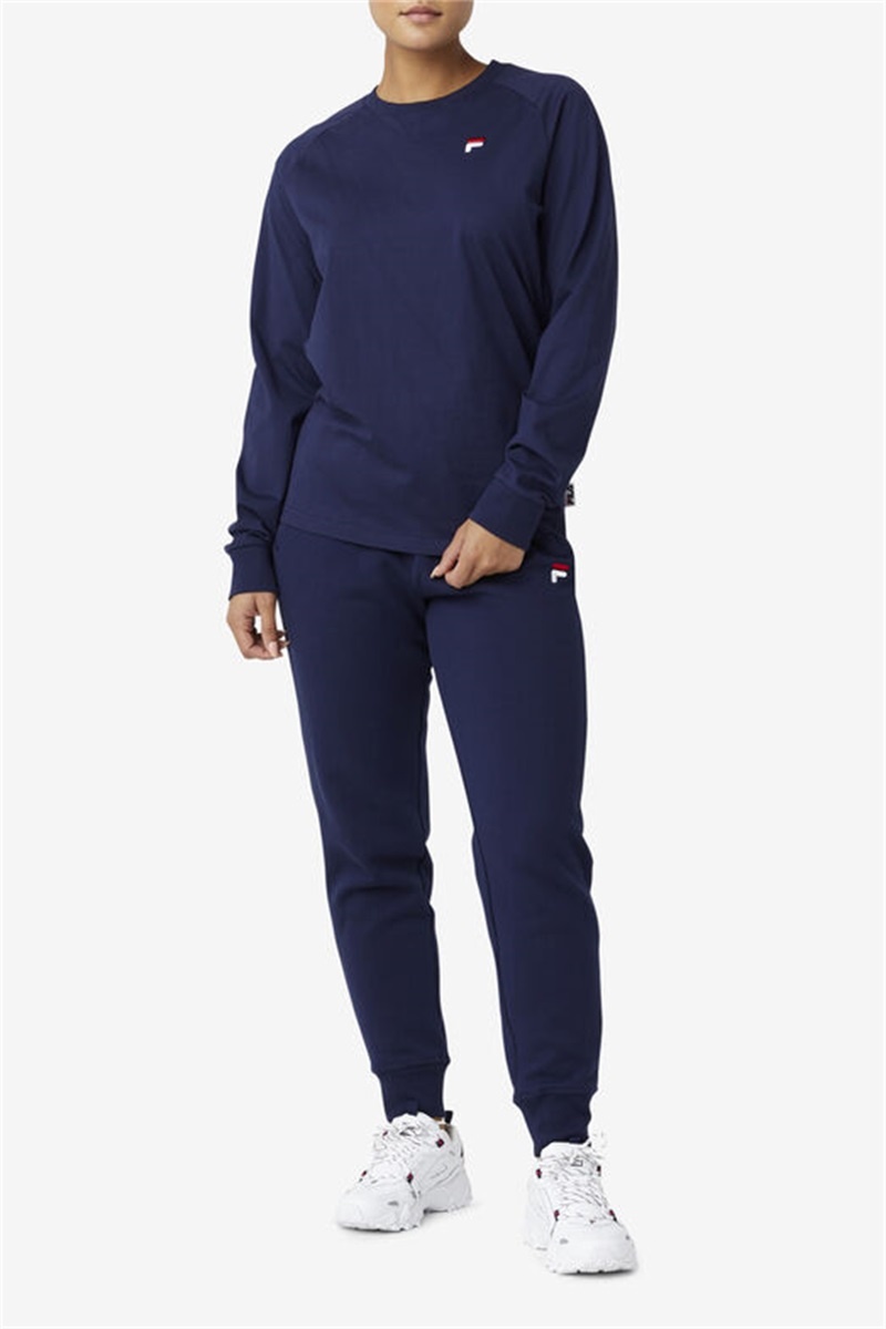 Navy Men's Fila Flynn Long Sleeve Tee | Saudi Arabia-107352