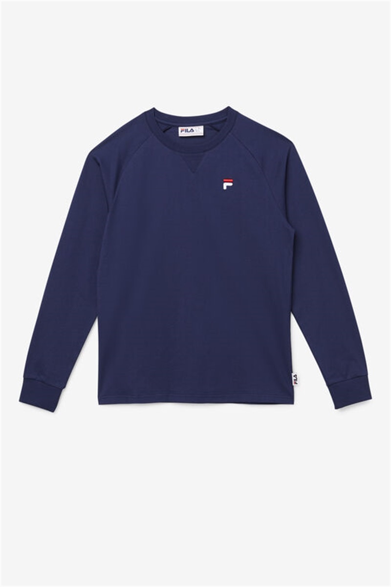 Navy Men\'s Fila Flynn Long Sleeve Tee | Saudi Arabia-107352