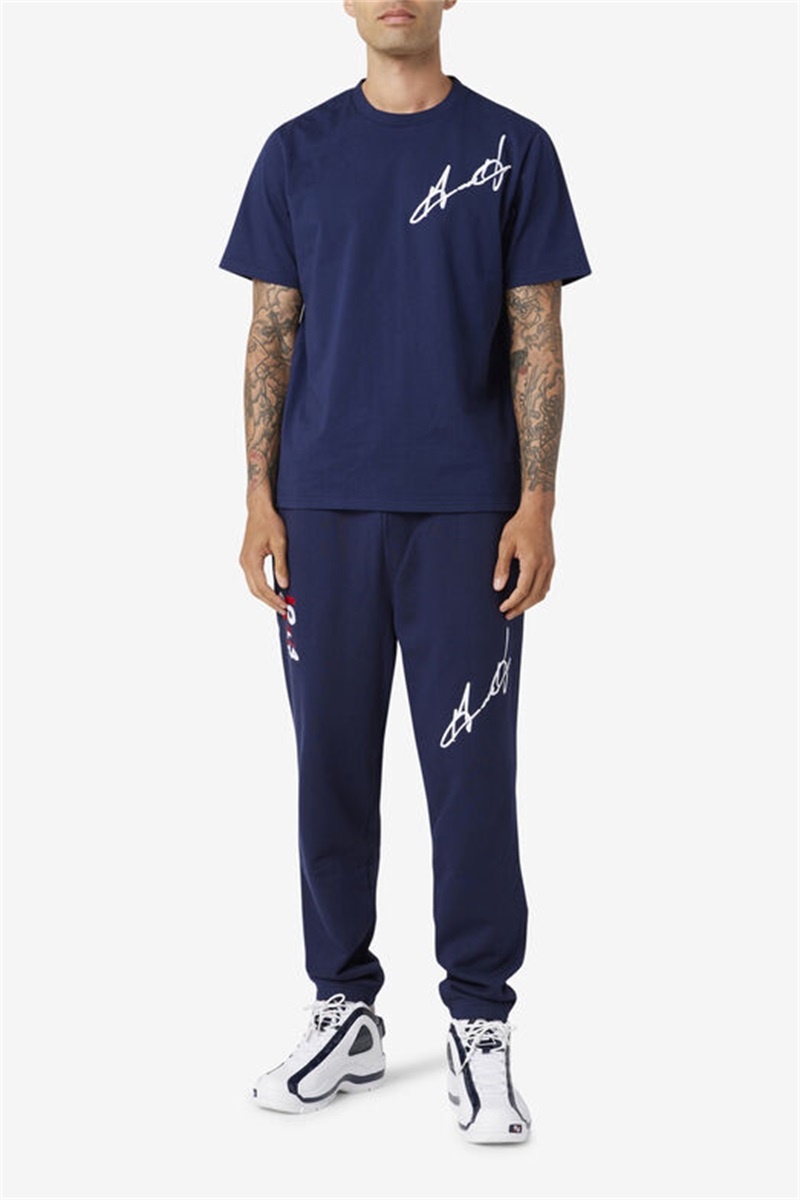 Navy Men's Fila Grant Hill Orson Pants | Saudi Arabia-872436