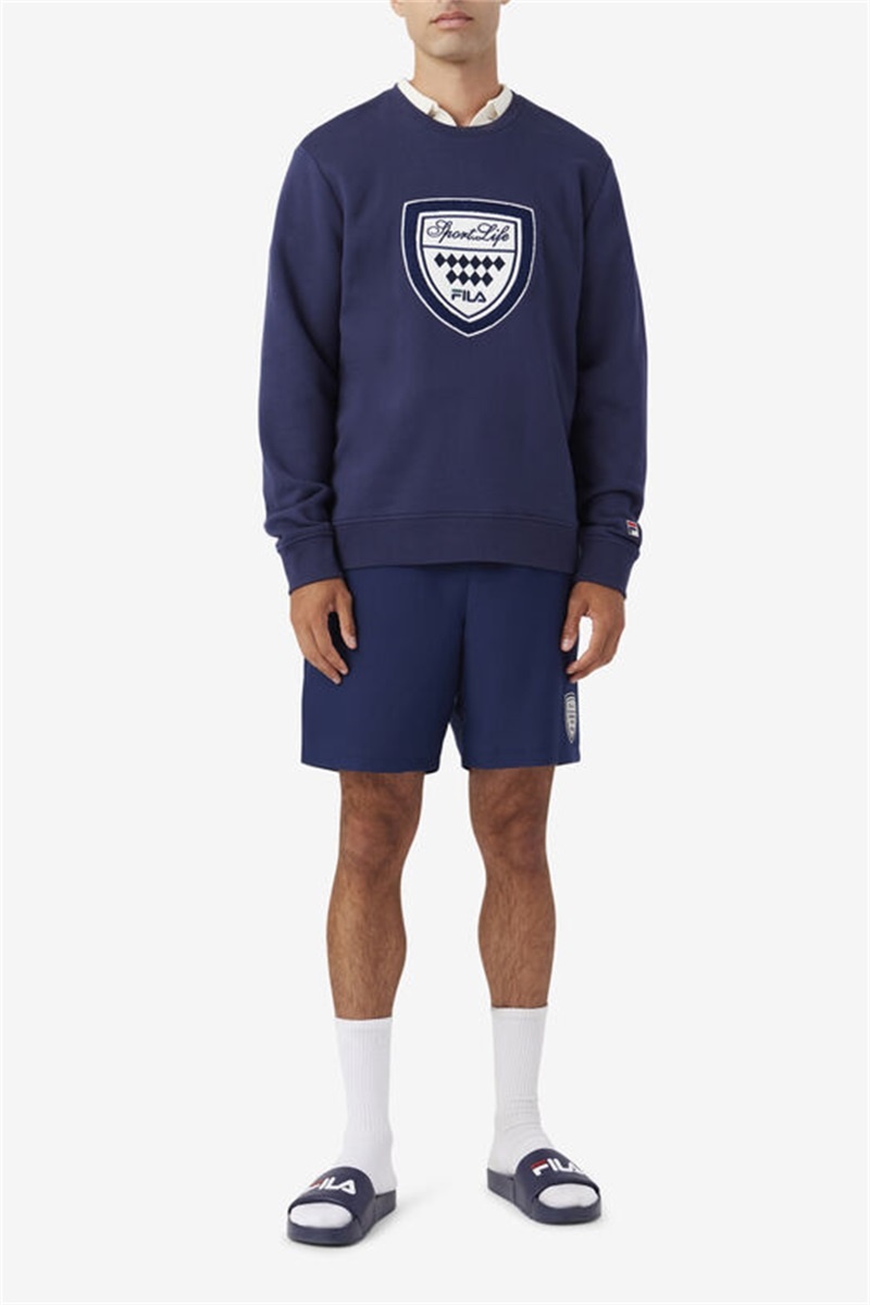 Navy Men's Fila Kush Crew Tops | Saudi Arabia-859304