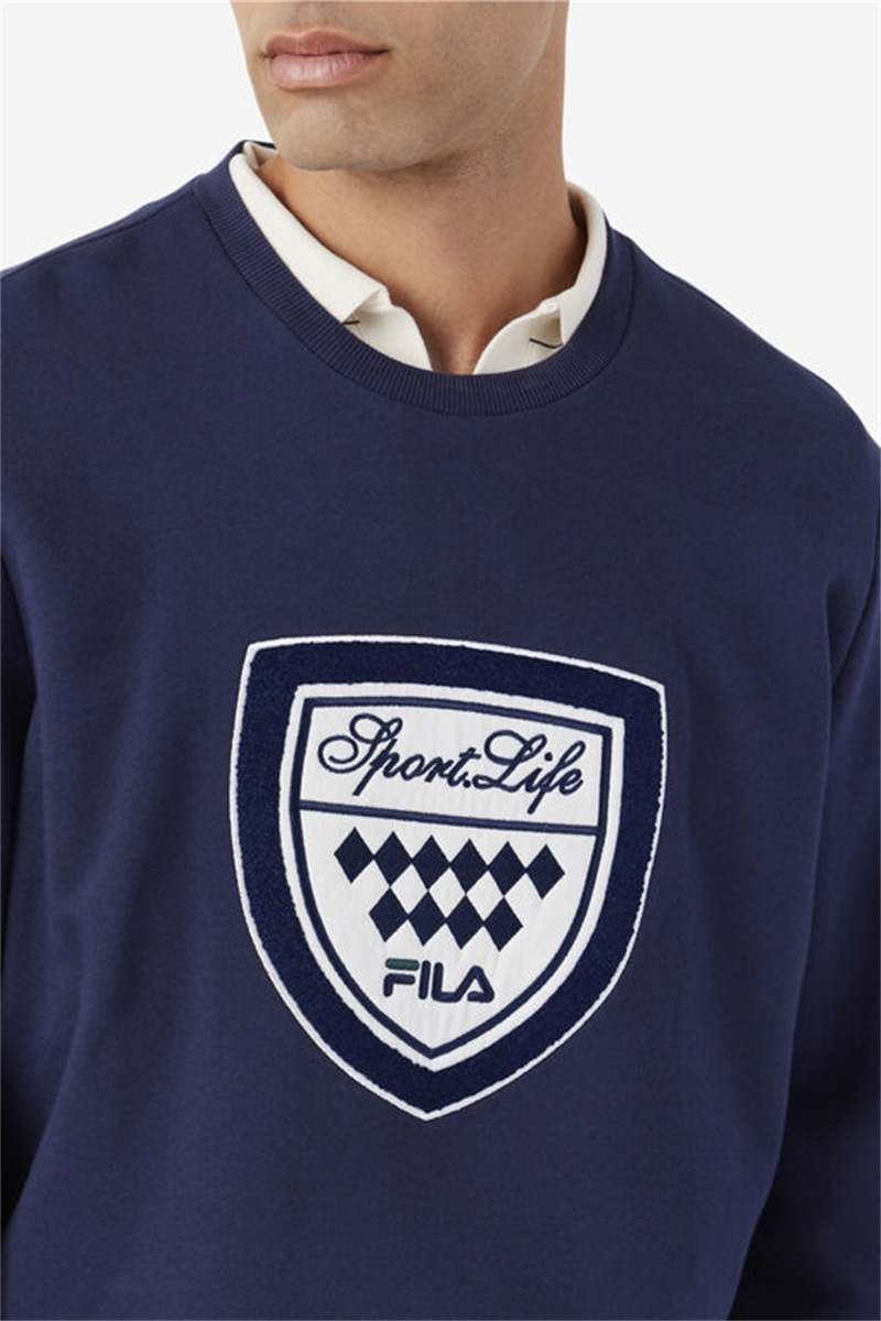 Navy Men's Fila Kush Crew Tops | Saudi Arabia-859304