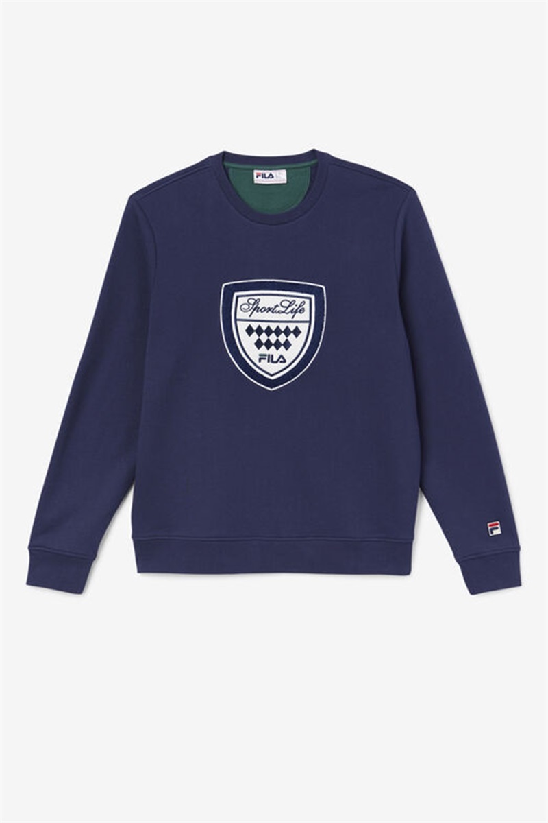 Navy Men\'s Fila Kush Crew Tops | Saudi Arabia-859304