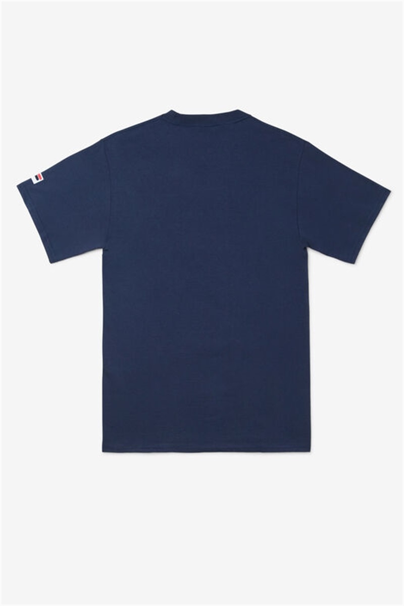 Navy Men's Fila Nyc Globe Tee | Saudi Arabia-624901