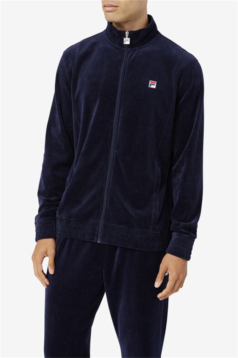 Navy Men's Fila O-Fit Velour Jackets | Saudi Arabia-913704