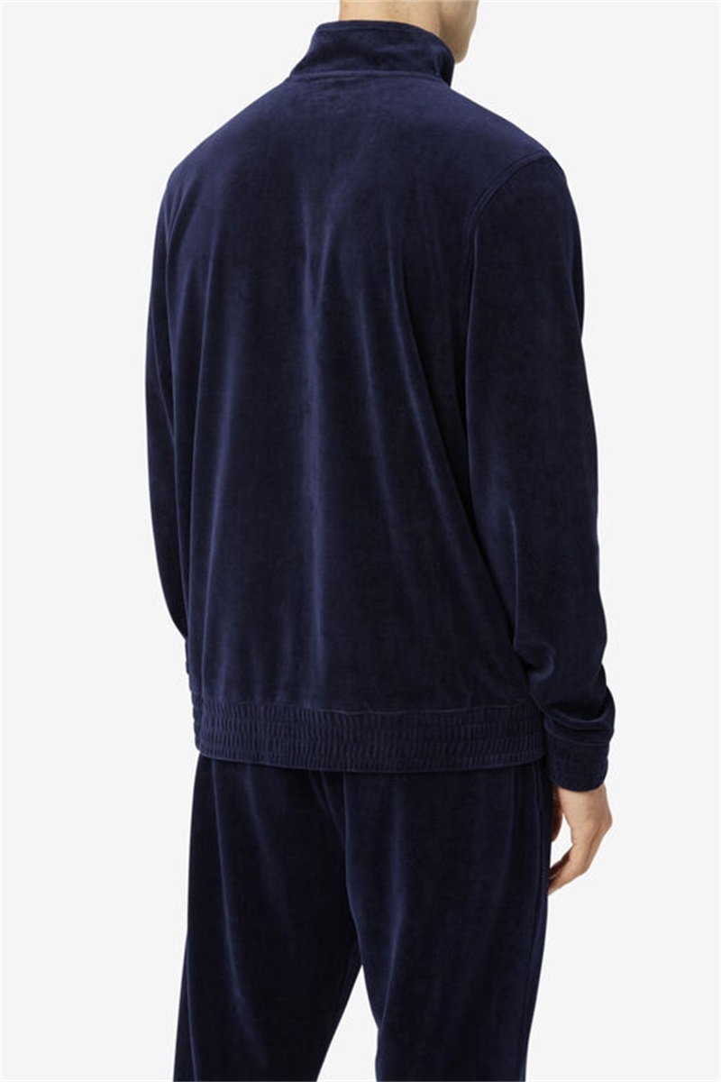 Navy Men's Fila O-Fit Velour Jackets | Saudi Arabia-913704