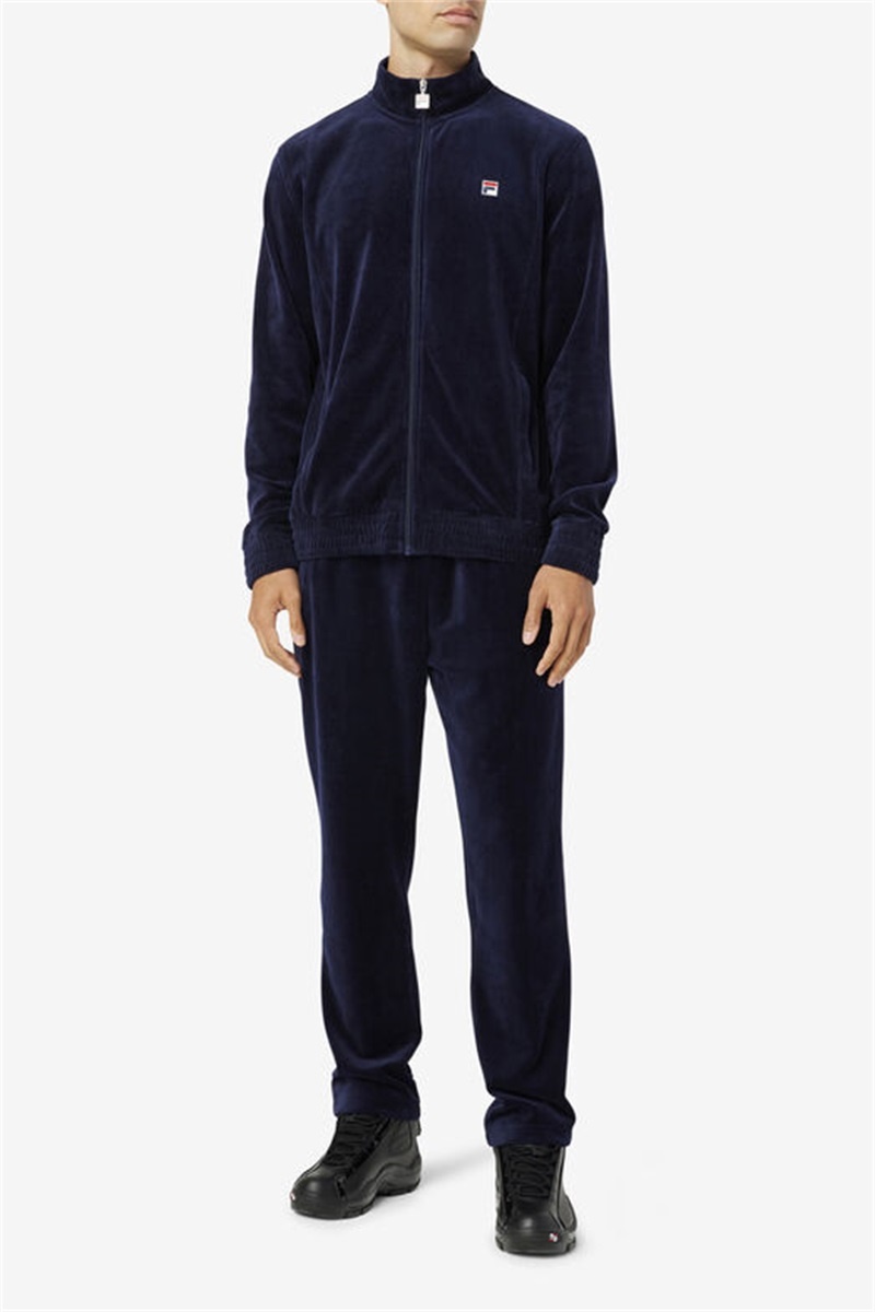 Navy Men's Fila O-Fit Velour Jackets | Saudi Arabia-913704