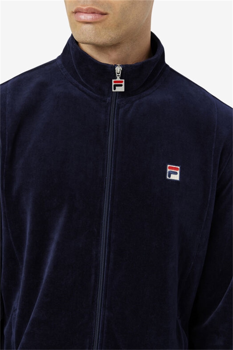 Navy Men's Fila O-Fit Velour Jackets | Saudi Arabia-913704