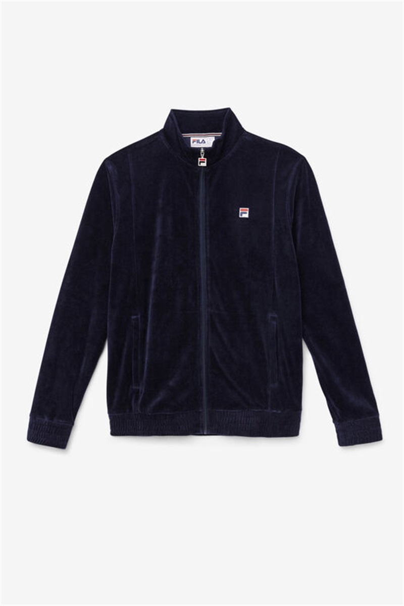 Navy Men\'s Fila O-Fit Velour Jackets | Saudi Arabia-913704